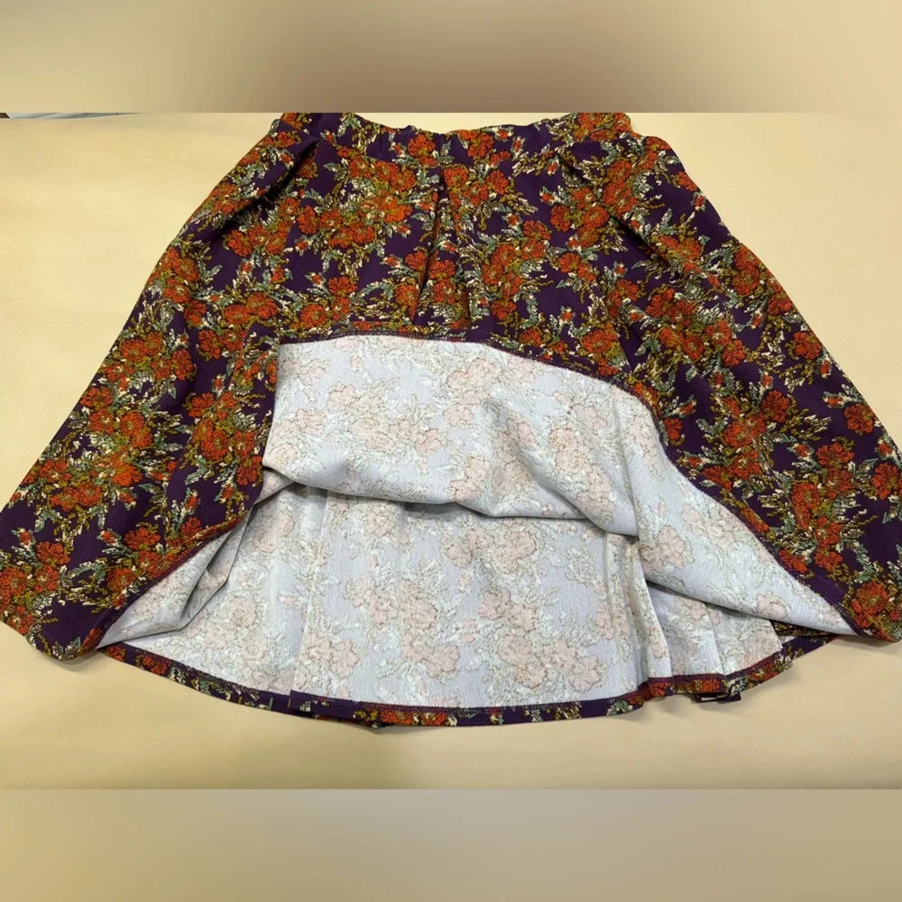 Lularoe medium floral pleated a line pull on midi skirt excellent condition